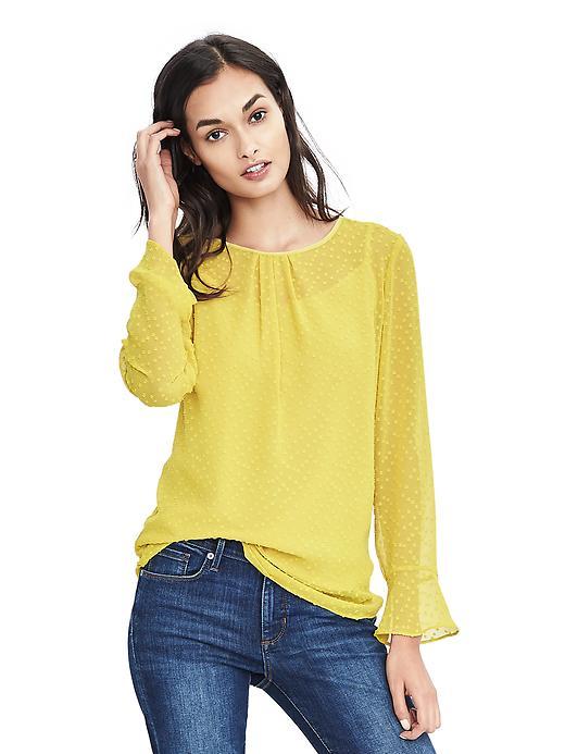 Banana Republic Jacquard Sheer Blouse - Yellow