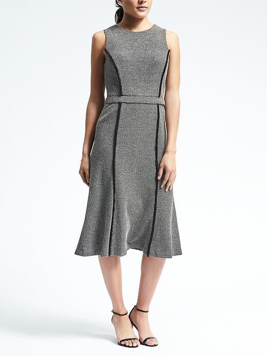 Banana Republic Womens Jacquard Frayed Seam Dress - Black/white