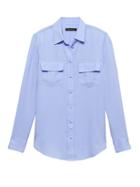 Banana Republic Womens Dillon Classic-fit Tencel Utility Shirt Blue Crystal Size S