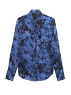 Banana Republic Womens Dillon Classic-fit Tie-neck Soft Shirt Blue Print Size M