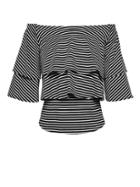 Banana Republic Womens Supima Cotton Off-the-shoulder Top Shadow Stripe Size Xl