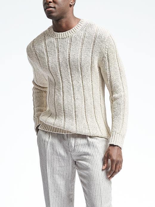 Banana Republic Mens Heritage Wide Rib Sweater - Transition Cream