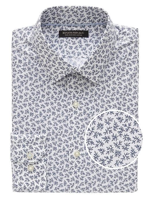 Banana Republic Grant Slim-fit Non-iron Leaf Print Shirt