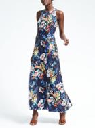Banana Republic Womens Bold Floral Maxi Dress - Blue Print