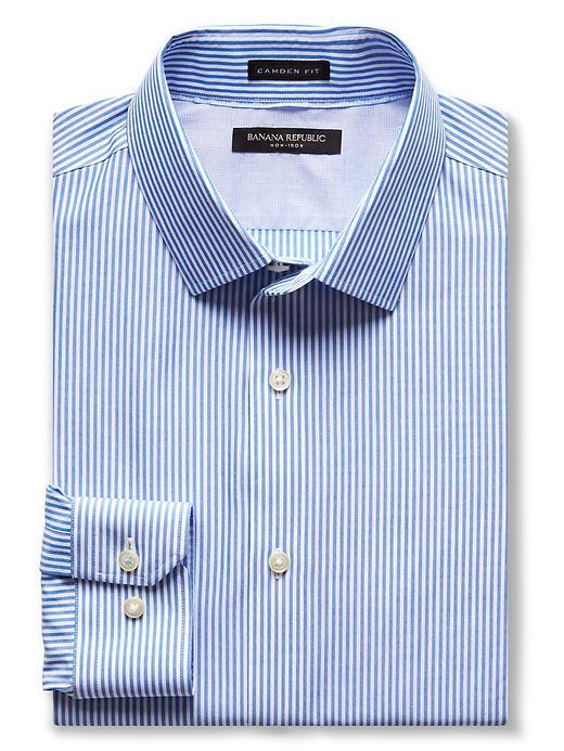 Banana Republic Mens Camden Fit Non Iron Cotton Shirt Size L Tall - Damselfish Blue