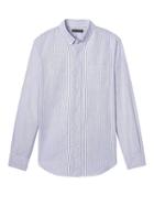 Banana Republic Mens Grant Slim-fit 100% Cotton Stripe Oxford Shirt Blue Violet Size S