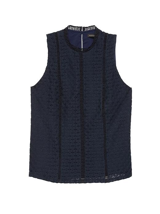 Banana Republic Womens Petite Paneled Lace Shell Navy Size Xxs
