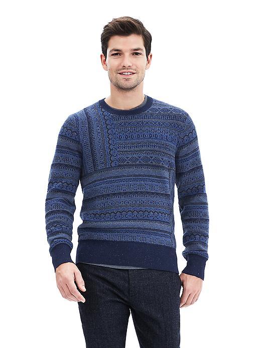 Banana Republic Mens Fair Isle Crew Pullover Size L Tall - Night