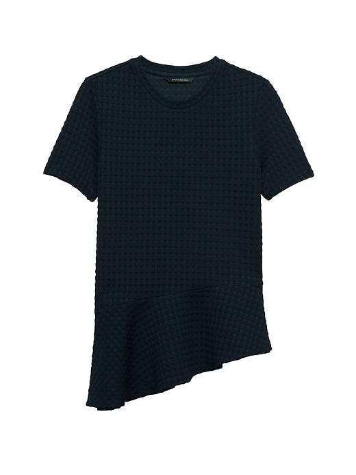 Banana Republic Womens Gingham Flounce Tee Navy Size Xs