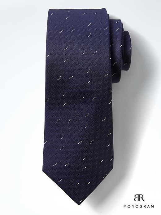 Banana Republic Monogram Textured Geo Silk Nanotex Tie - Navy
