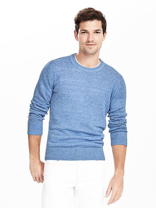 Banana Republic Mens Linen Crew Pullover Size L Tall - Cerulean Blue