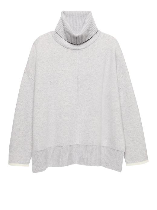 Banana Republic Womens Cashmere Turtleneck Sweater Light Gray & White Size Xs/s