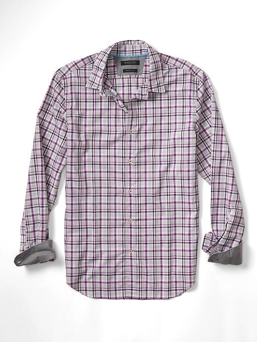 Banana Republic Mens Camden Fit Custom Wash Check Shirt - Heather Gray