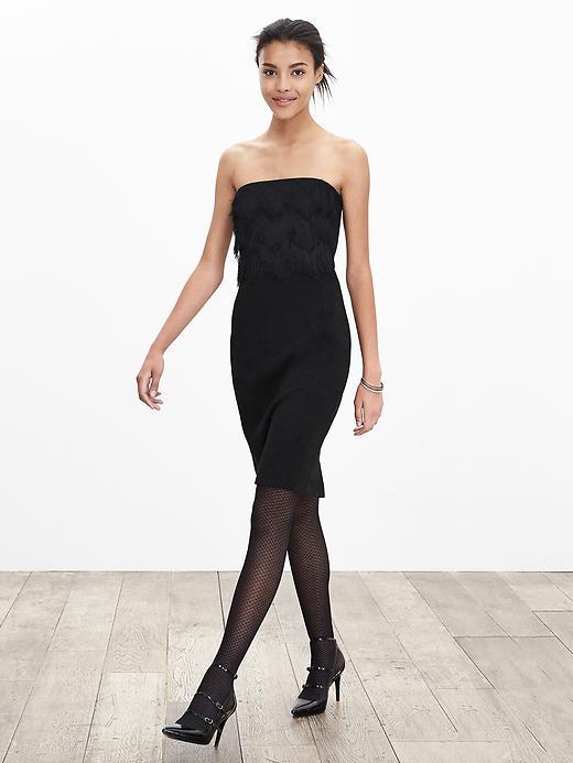 Banana Republic Womens Fringe Strapless Dress Size 0 Petite - Black