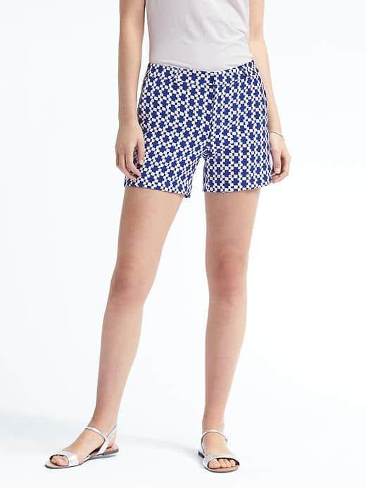 Banana Republic Womens Ryan Fit Blue Geo Print Short - Royal Azure