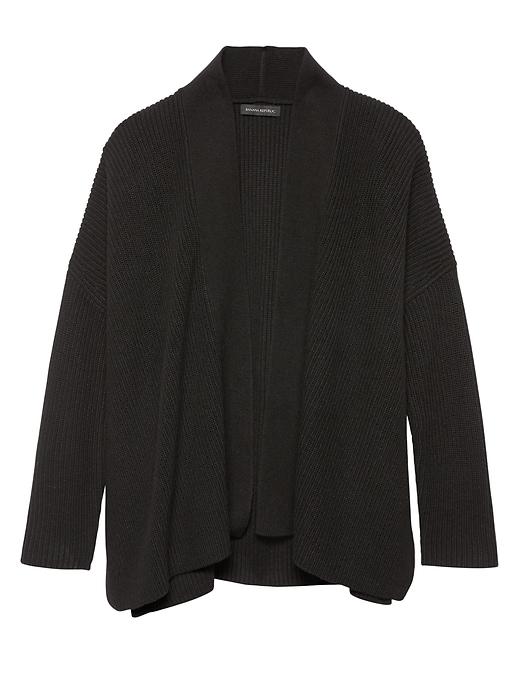 Banana Republic Womens Washable Merino Wool Blend Rib-knit Cardigan Black Size Xs/s