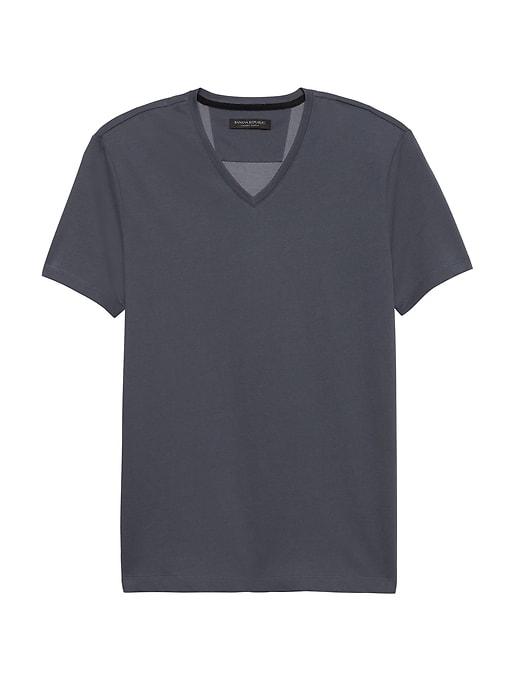 Banana Republic Mens Luxury-touch V-neck T-shirt Slate Gray Size L