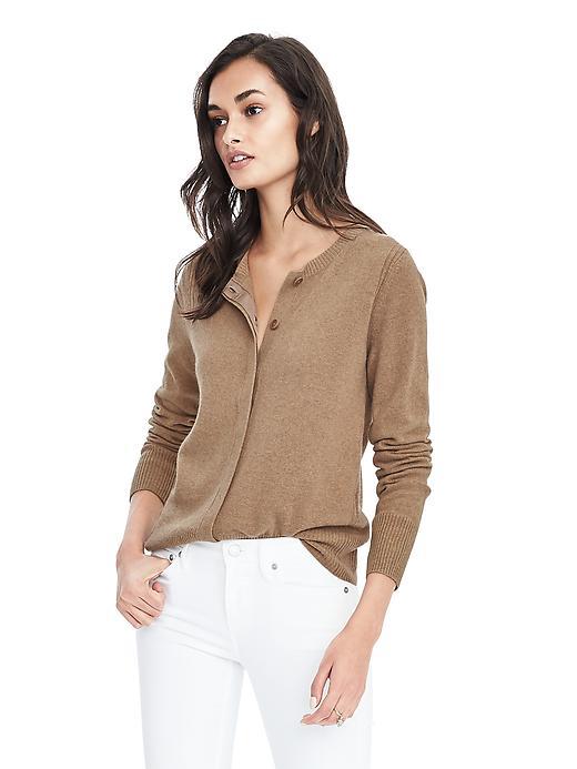 Banana Republic Womens Italian Cashmere Blend Crew Cardigan - Camel