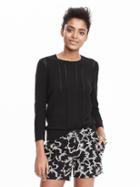 Banana Republic Womens Open Knit Crew Sweater Size L - Black