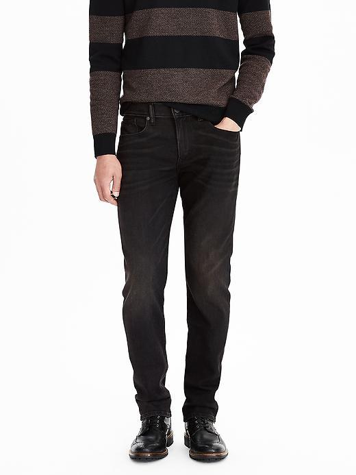 Banana Republic Mens Slim Black Rugged Wash Japanese Traveler Jean Size 32w 36l Tall - Black