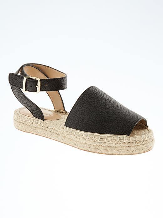 Banana Republic Womens Peep Toe Espadrille - Black
