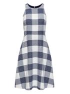Banana Republic Womens Gingham Tweed Fit-and-flare Dress Blue Size 6
