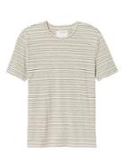 Banana Republic Mens Heritage Stripe Cotton Yak Wool Tee - Transition Cream