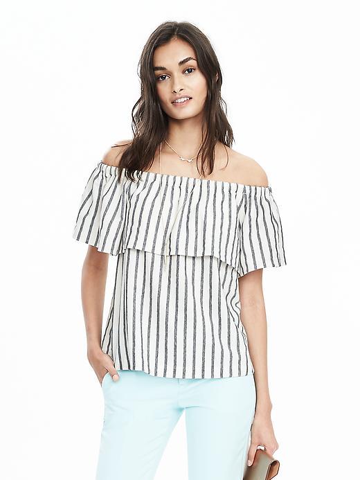 Banana Republic Womens Off Shoulder Stripe Top Size L - Tipo