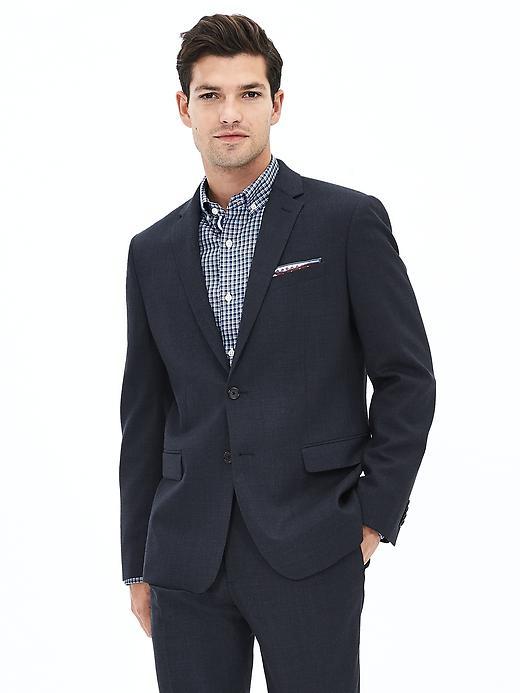 Banana Republic Mens Modern Slim Textured Navy Wool Suit Jacket Size 36 Regular - Preppy Navy