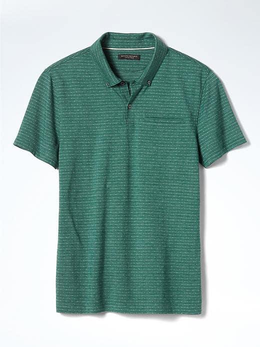 Banana Republic Mens Slim Luxe Touch Jacquard Polo - Lush Green