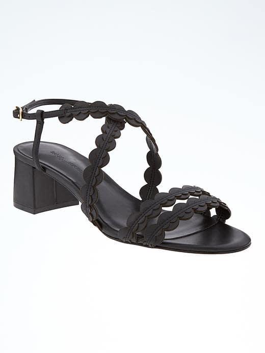 Banana Republic Scalloped Block Heel Sandal - Black