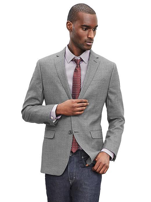 Banana Republic Mens Modern Slim Textured Gray Wool Suit Jacket Size 36 Regular - Gray Texture