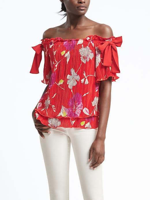 Banana Republic Womens Floral Off Shoulder Top - Floral