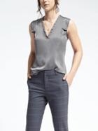 Banana Republic Womens Double Layer Sleeve Tank - Luxe Grey