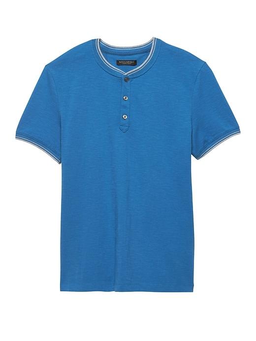 Banana Republic Mens Luxury-touch Henley Blue Paradise Size L
