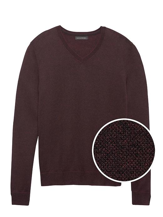 Banana Republic Mens Silk Cotton Cashmere V-neck Birdseye Sweater Crimson Red Size Xs