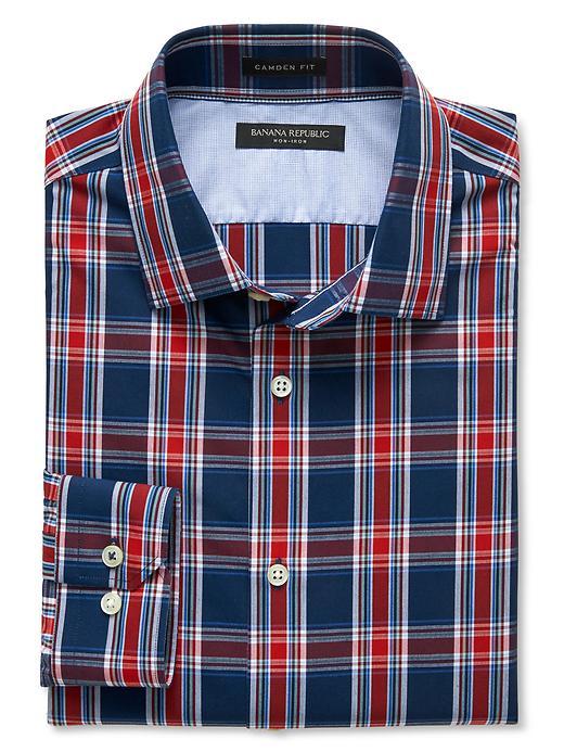 Banana Republic Mens Camden Fit Bold Check Non Iron Shirt Size L Tall - Modern Red