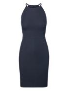 Banana Republic Womens Petite Bi-stretch Racer-neck Sheath Dress Navy Size 2