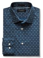 Banana Republic Mens Camden Fit Non Iron Shirt Size L Tall - Navy Star
