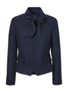 Banana Republic Womens Italian Melton Wool-blend Bow-neck Jacket Navy Size 4