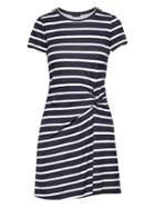 Banana Republic Womens Petite Stripe Soft Ponte Twist-front Dress Blue Stripe Size Xs