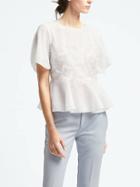 Banana Republic Womens Limited Edition Lasercut Floral Top - White