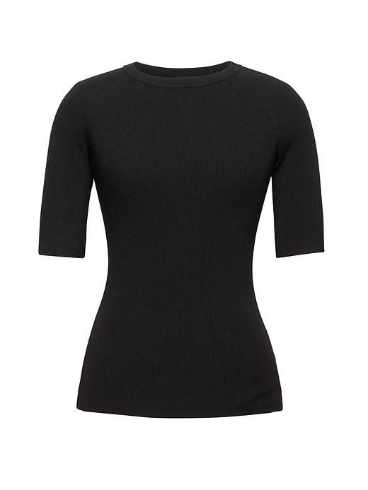 Banana Republic Womens Rib-knit Crew-neck Sweater Black Size Xl