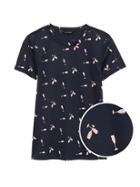 Banana Republic Womens Supima Cotton Champagne Graphic T-shirt Navy Blue Size Xs