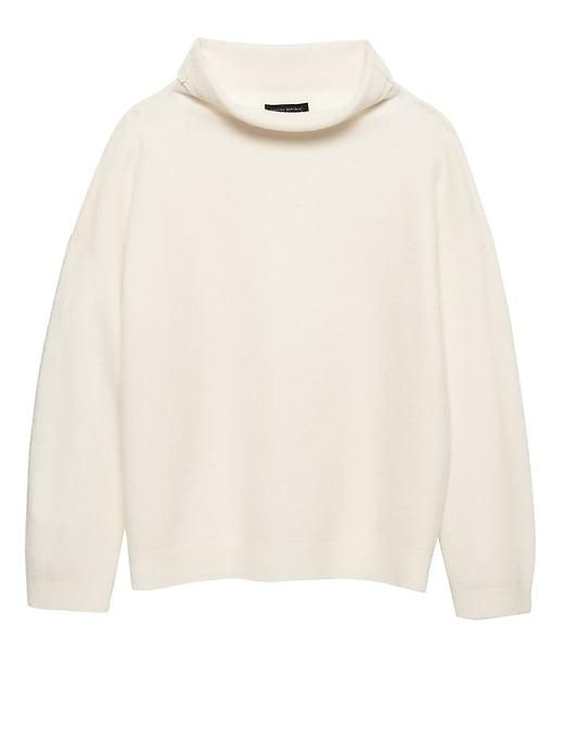 Banana Republic Womens Boiled Wool Turtleneck Sweater Ivory White Size Xs