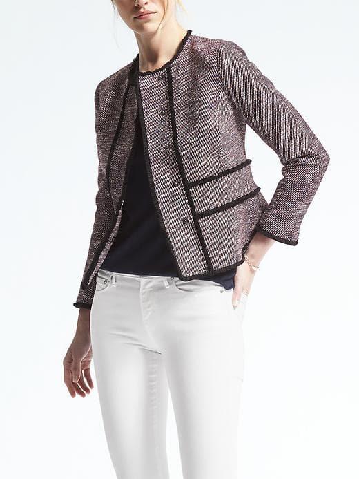 Banana Republic Womens Textured Tweed Blazer - Navy