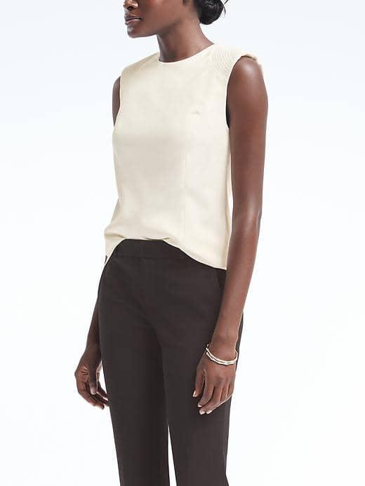Banana Republic Womens Stitched Shoulder Shell - White