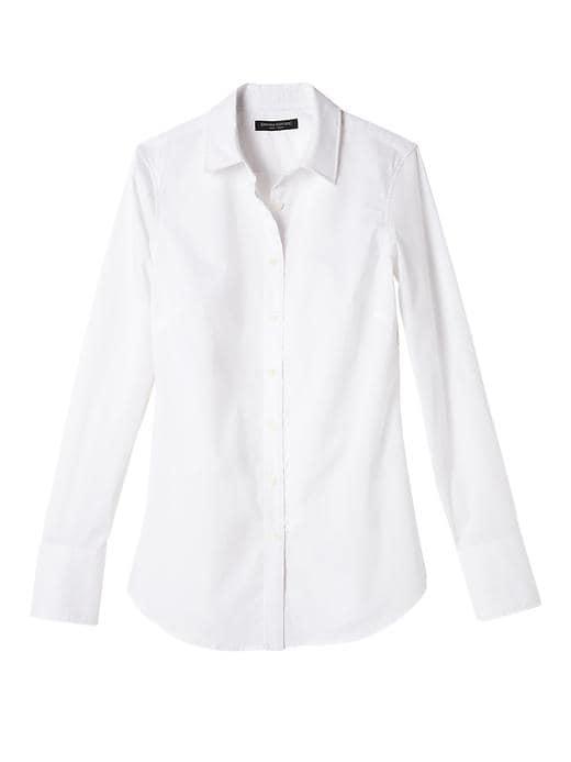 Banana Republic Womens Riley Tailored-fit Super-stretch Shirt Stain-resistant White Size 14