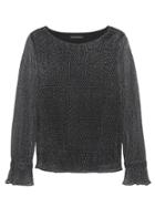 Banana Republic Womens Petite Metallic Poet-sleeve Top Black Size S