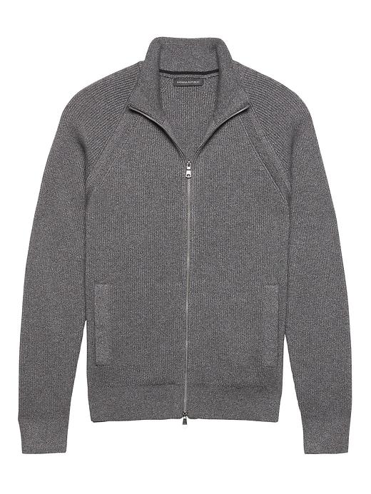 Banana Republic Mens Supima Cotton Ribbed Full-zip Sweater Black Smoke Size Xxl
